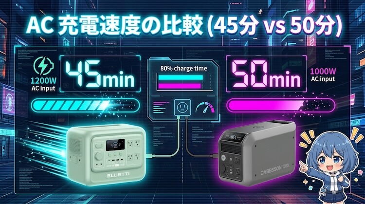 AC充電速度の比較（45分 vs 50分）