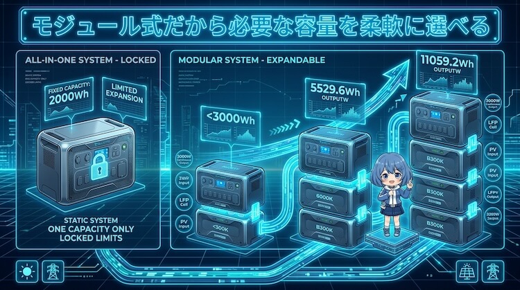 モジュール式だから必要な容量を柔軟に選べる