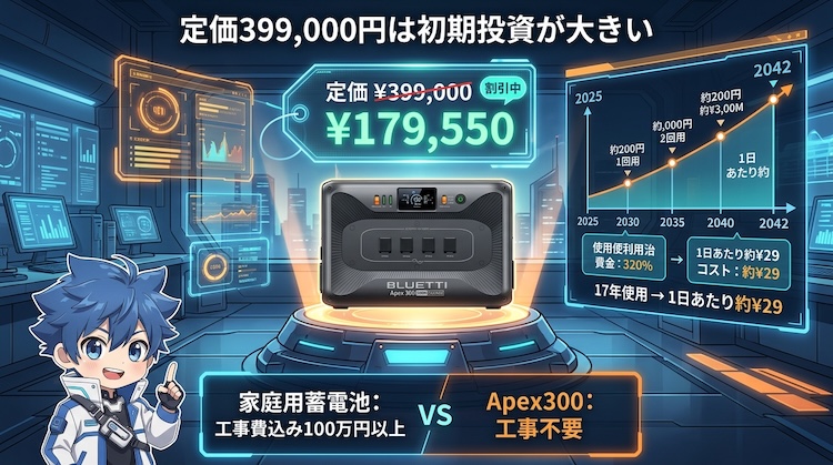 定価399,000円は初期投資が大きい