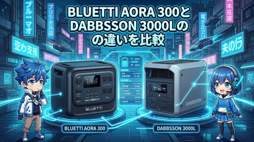 BLUETTI AORA 300とDABBSSON 3000Lの違いを比較