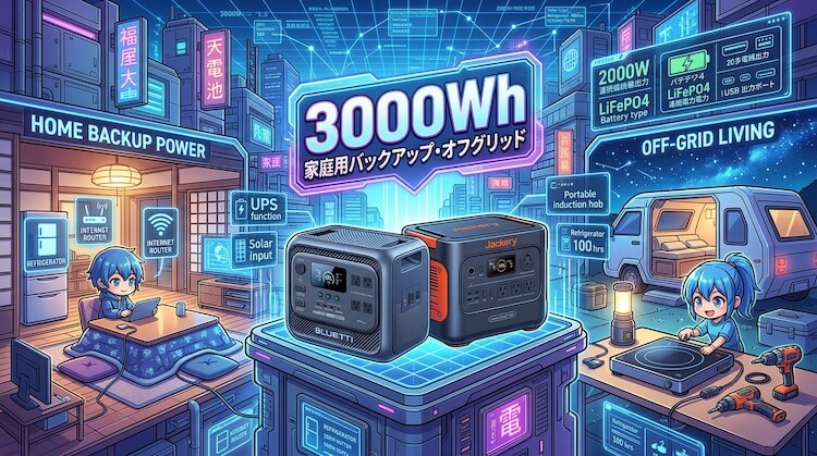 【3,000Whクラス】家庭用バックアップ・オフグリッド対策
