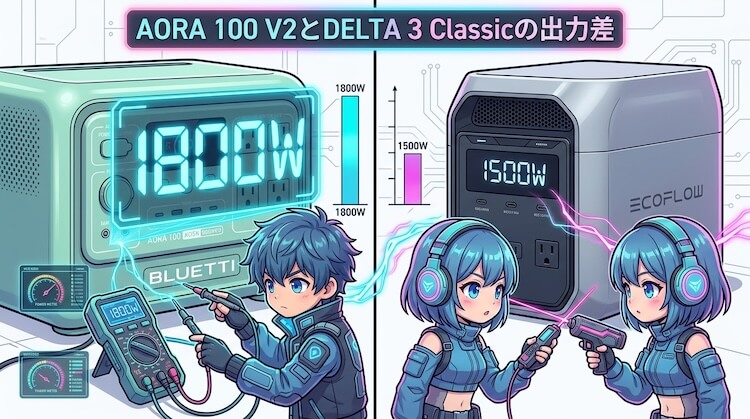 AORA 100 V2とDELTA 3 Classicの出力差