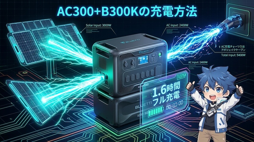 AC300＋B300Kの充電方法