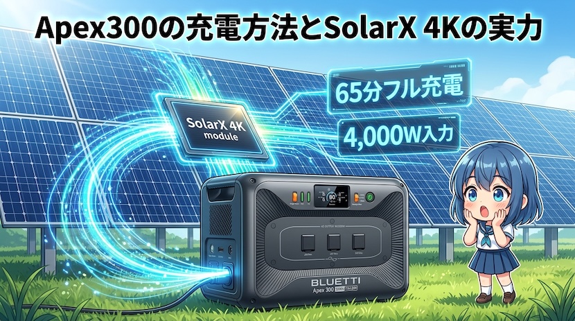 Apex300の充電方法とSolarX 4Kの位置づけ