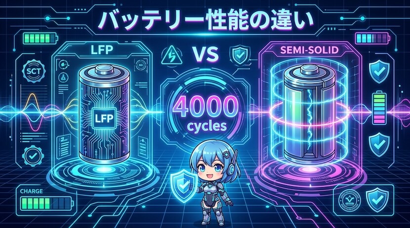 バッテリー性能の違い｜リン酸鉄 vs 半固体電池