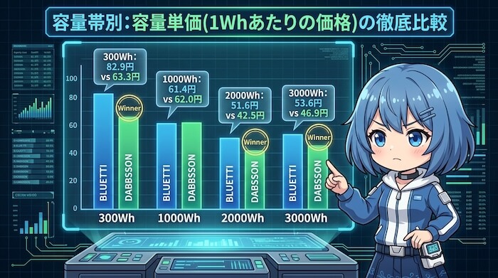 容量帯別:容量単価(1Whあたりの価格)の徹底比較