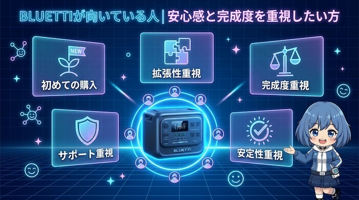 BLUETTIが向いている人|安心感と完成度を重視したい方