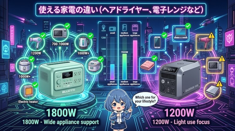 使える家電の違い（ドライヤー・電子レンジなど）