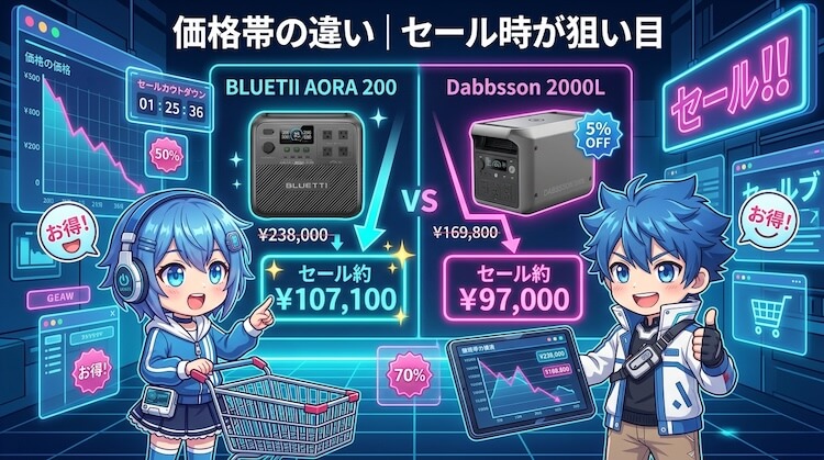 価格帯の違い|どちらもセール時が狙い目