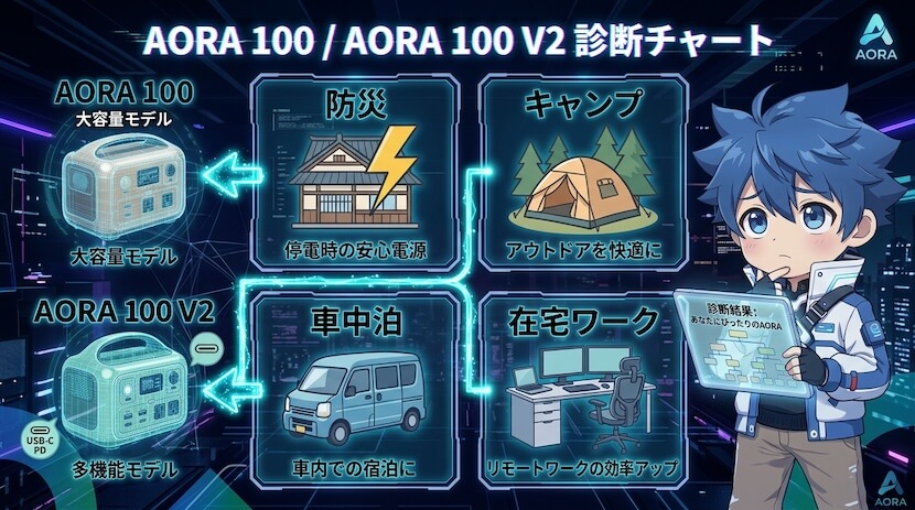 用途別で選ぶ！AORA 100 vs V2おすすめ診断