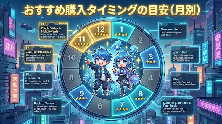  おすすめ購入タイミングの目安（月別）