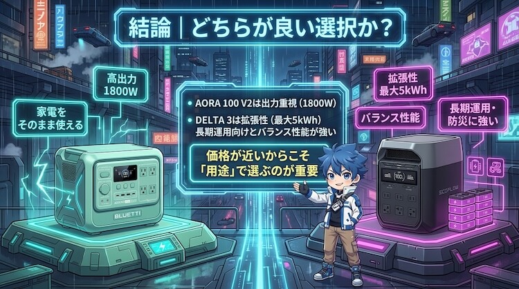 まず結論として、AORA100 V2とDELTA 3のどちらが良い選択なのか？