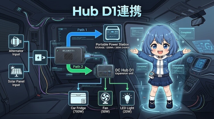 ⑤ 拡張ハブ連携|車載電源システムを広げやすい