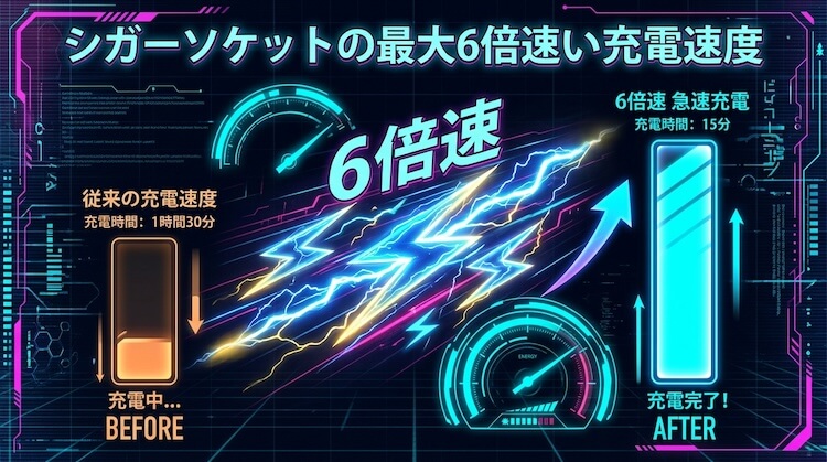メリット①｜シガーソケット充電より大幅に速い