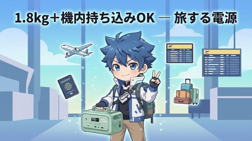1.8kg＋機内持ち込みOK ― 旅する電源