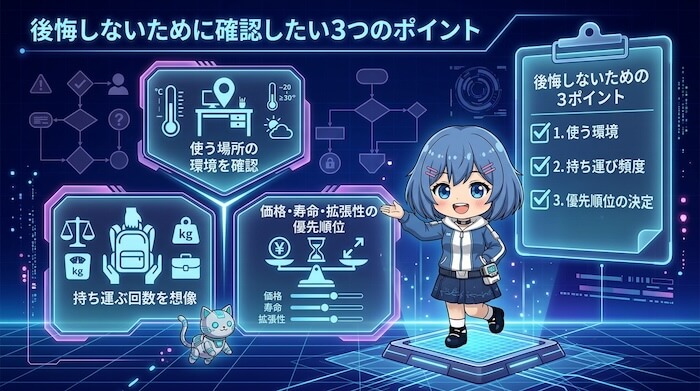 購入後に後悔しないため確認したい3つのポイント