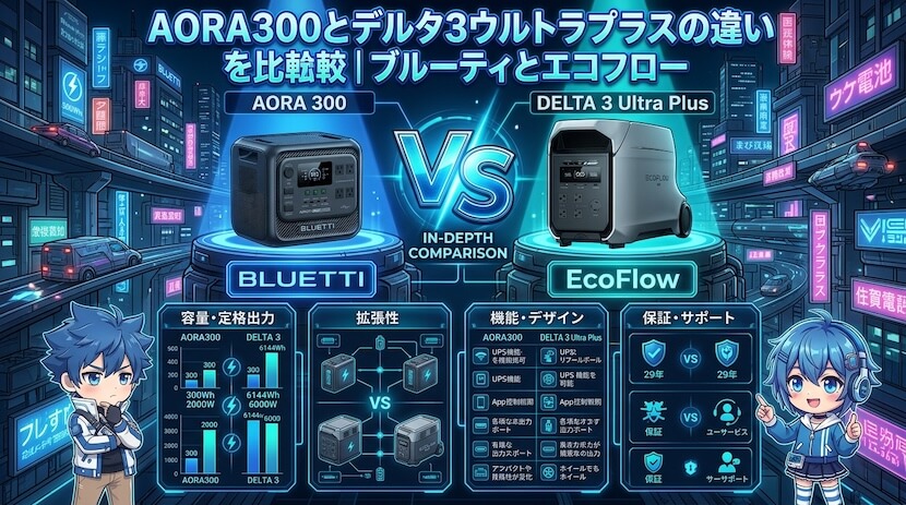 AORA300とデルタ3ウルトラプラスの違いを比較｜ブルーティとエコフロー