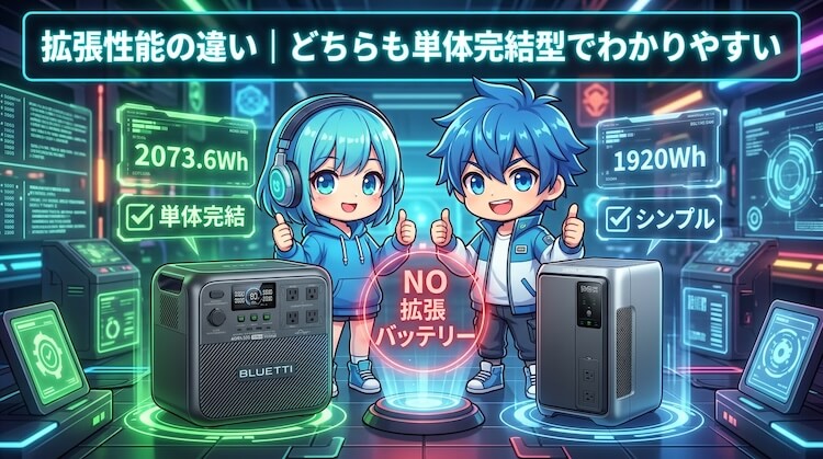 拡張性能の違い|どちらも単体完結型でわかりやすい