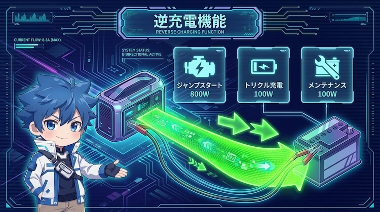 違い③｜逆充電（リバース充電）機能の有無