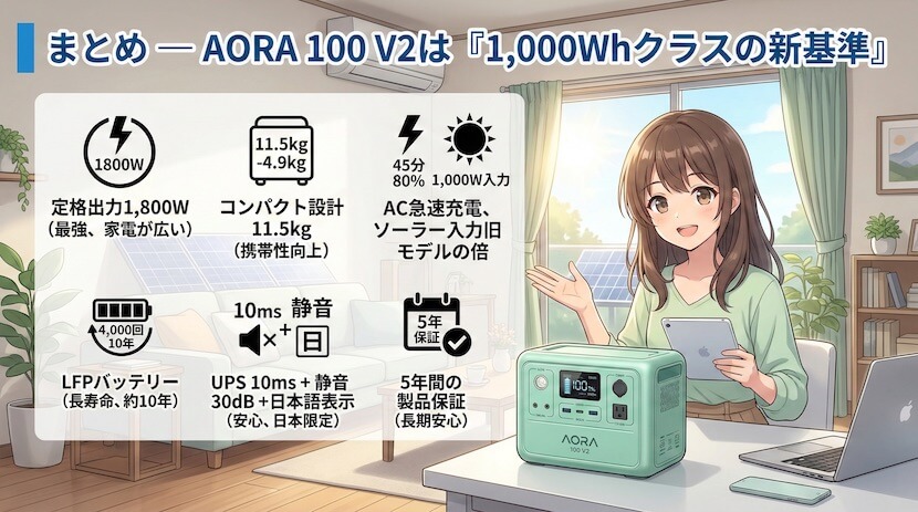 まとめ ― AORA 100 V2は「1,000Whクラスの新基準」