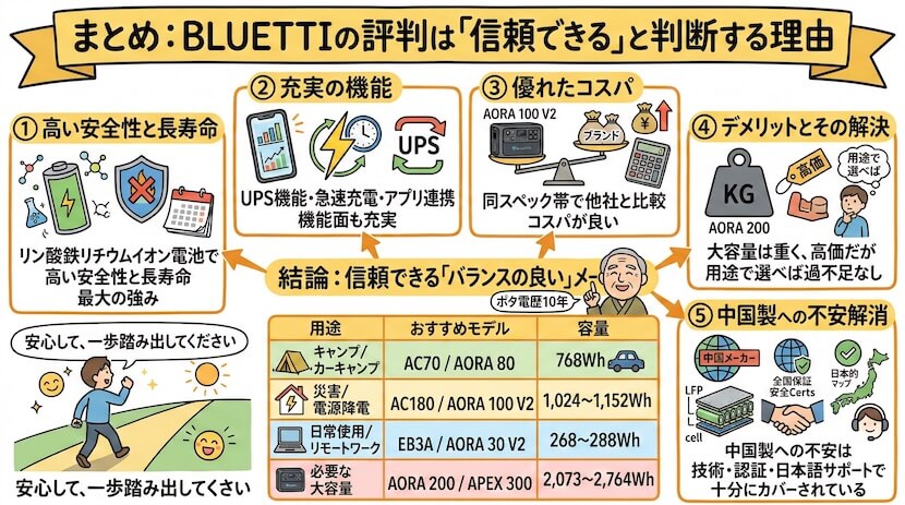 まとめ：BLUETTIの評判は「信頼できる」と判断する理由