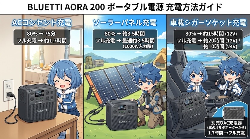 充電スペック ― AC・ソーラー・走行充電