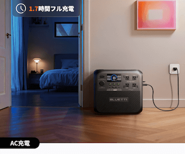 AC充電(75分で80%、約1.7時間でフル)