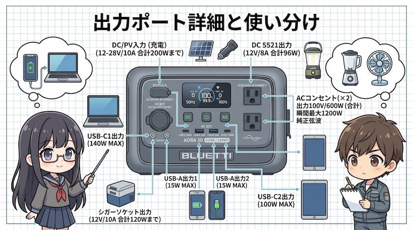 出力ポート詳細と使い分け