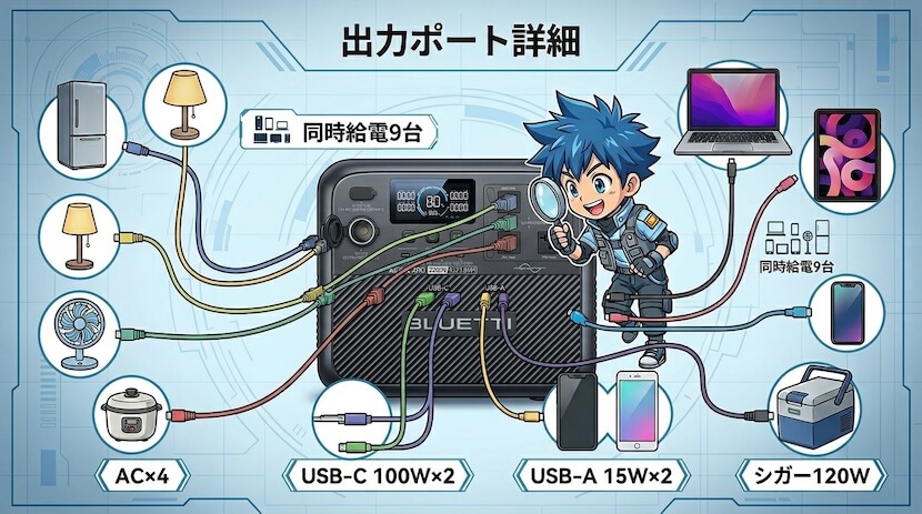 出力ポート9個の詳細と使い分け