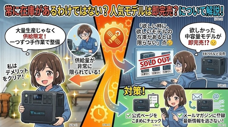 常に在庫があるわけではない（人気モデルは即完売）