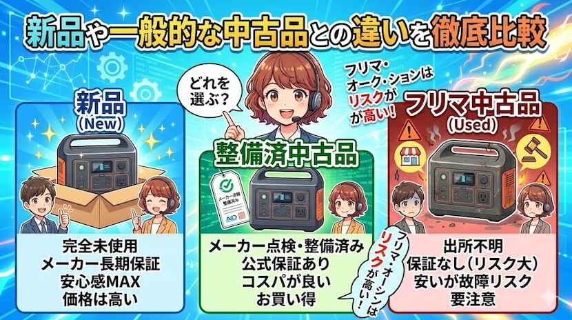 新品や一般的な中古品との違いを徹底比較