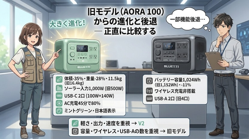旧モデル（AORA 100）からの進化と後退 ― 正直に比較する