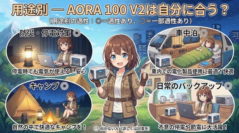用途別 ― AORA 100 V2は自分に合う？
