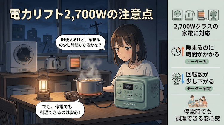 電力リフト2,700Wの注意点